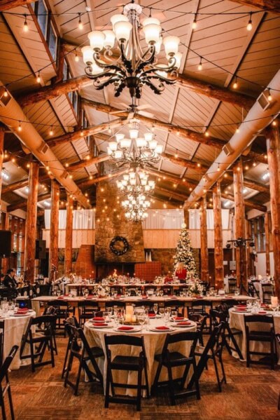 Lovely Christmas Party Decor With Tablecloths, Wood Slices, Moss, Candles, Chargers, & Napkins