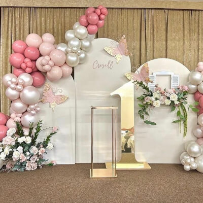 Set of 4 Matte Gold Metal Flower Stands 16"/24"/32"/40" Frame Wedding Column Centerpieces - Durable Display