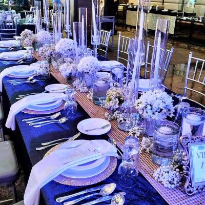 Gorgeous Table Décor Using Tablecloths, Runners, Dinnerware, Cutlery, Candles, & Flowers