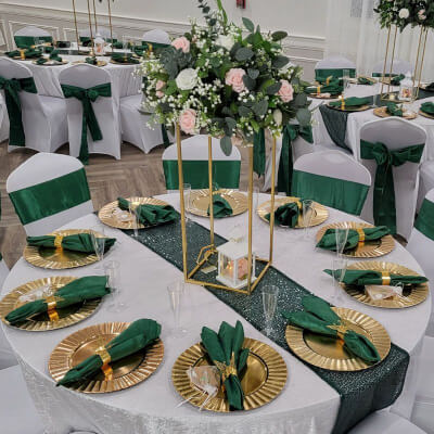 2-Pack Rectangular Gold Metal Wedding Flower Stand 32" Geometric Column Frame - Sleek Pedestal for Sophisticated Floral Arrangements