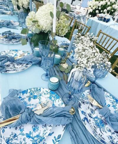 5 Pack Gauze Cheesecloth Napkins 24"x19" Dusty Blue - Reusable Boho Dinner Napkins